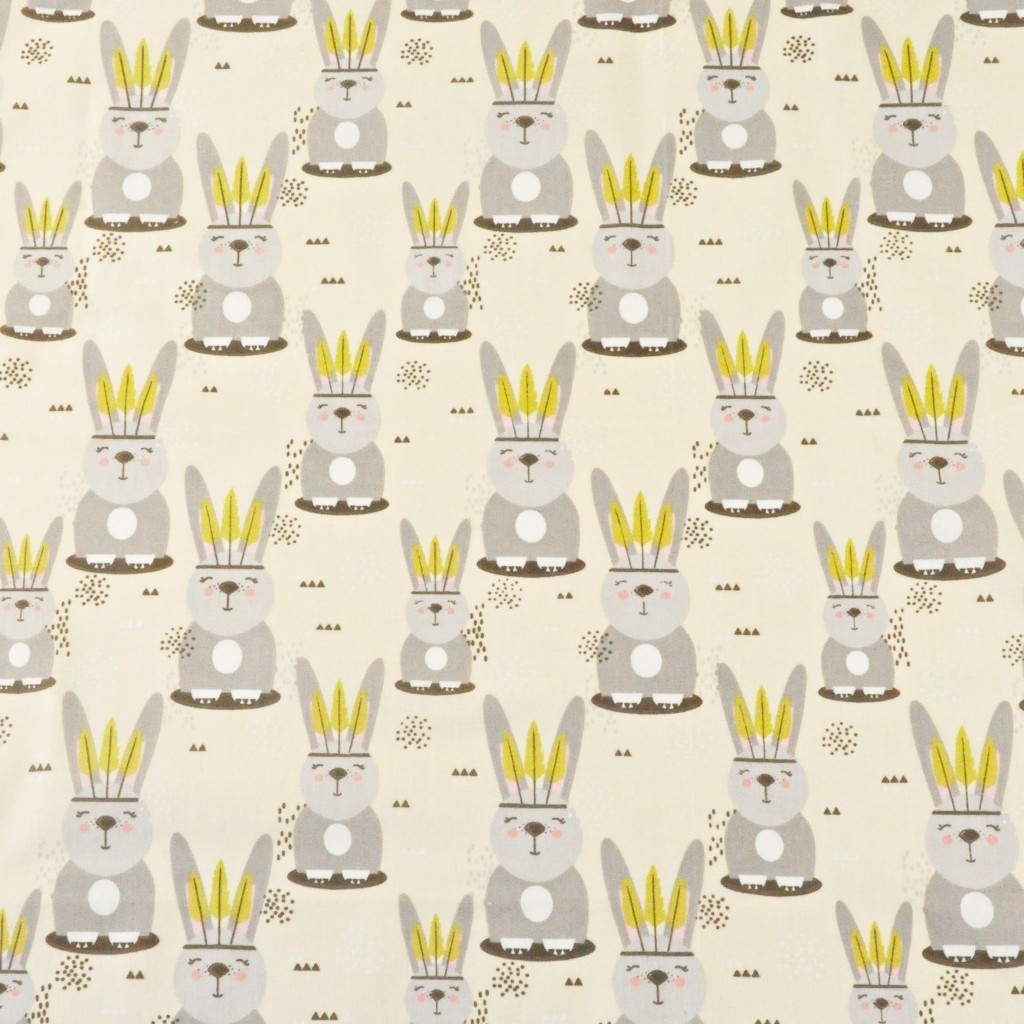 Bawełna króliki Apacze na waniliowym tle