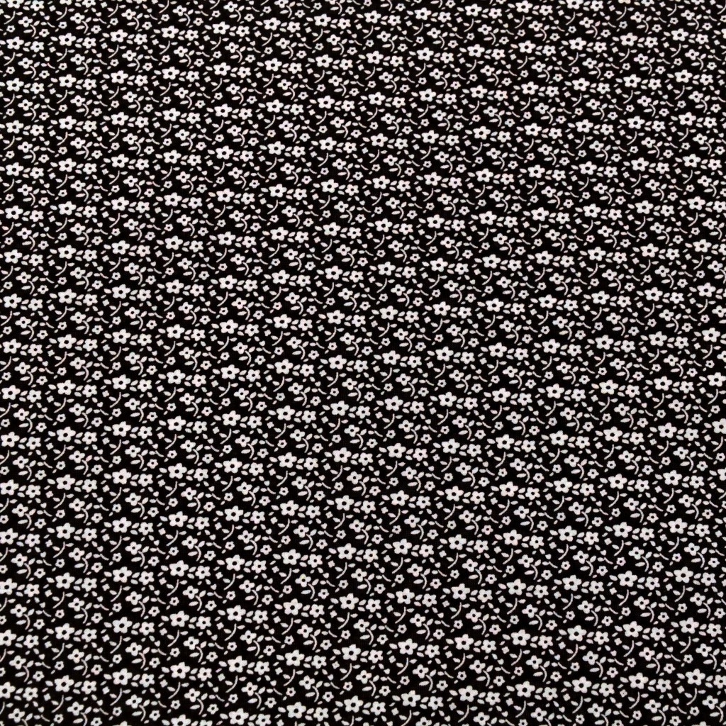Bawełna łączka MINI biała na czarnym tle