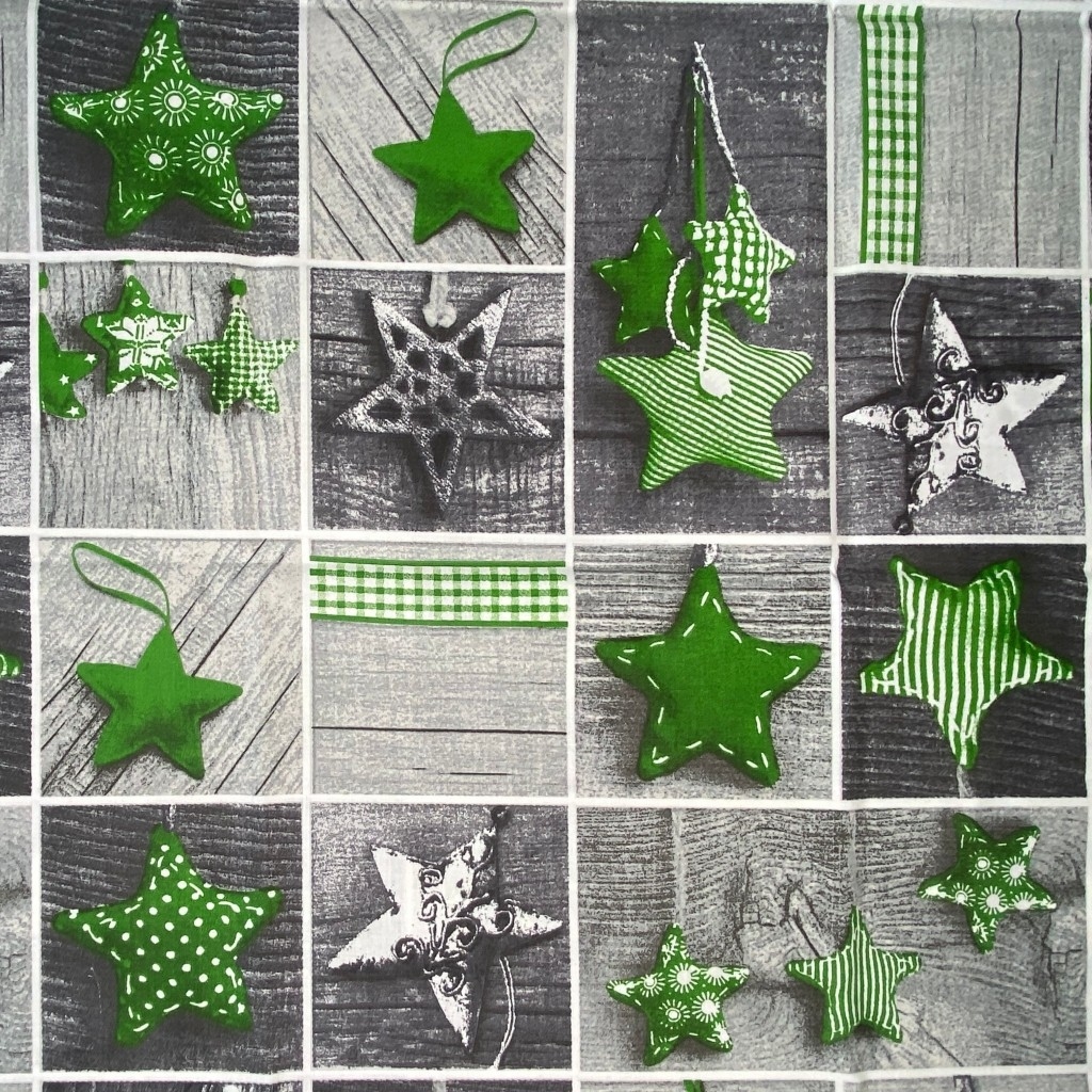 Wzór świąteczny patchwork gwiazdki zielone na szarej desce