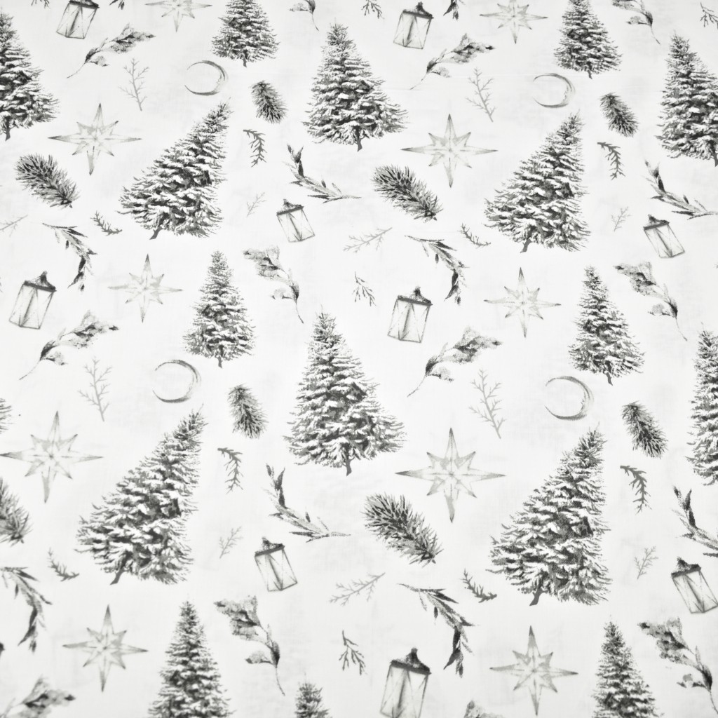 wzór świąteczny choinki w lesie na białym tle