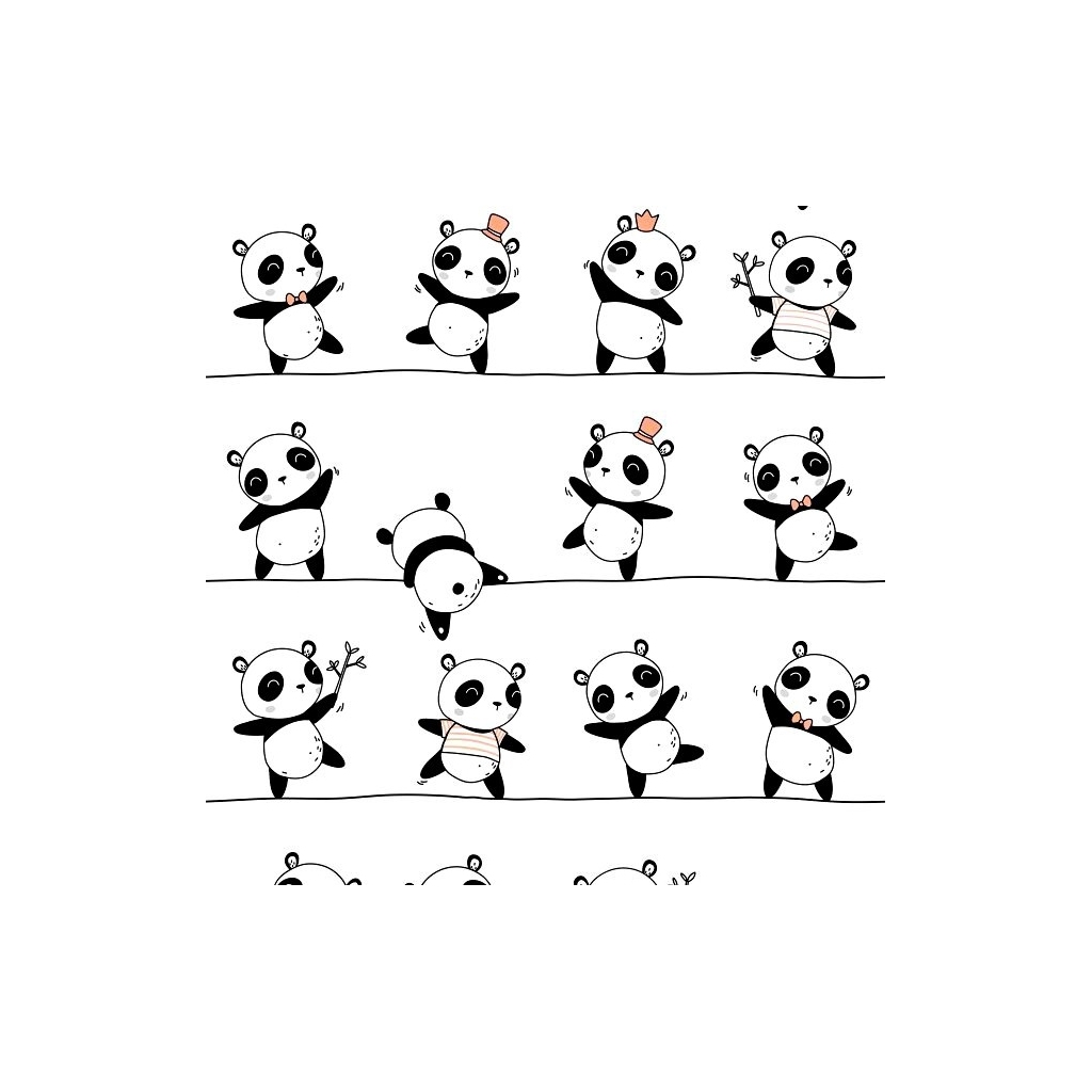 Tkanina w Pandy tańczące na białym tle