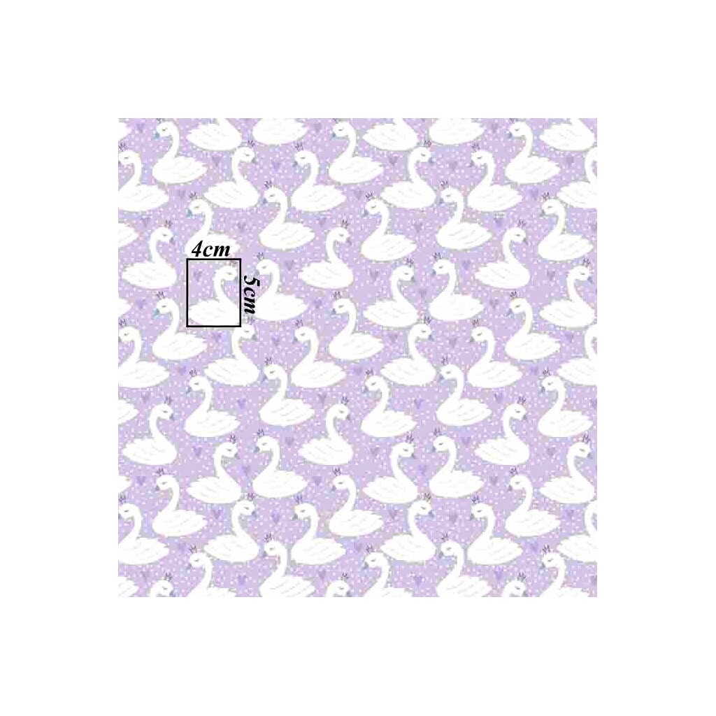 Tkanina w łabędzie białe na fioletowym tle