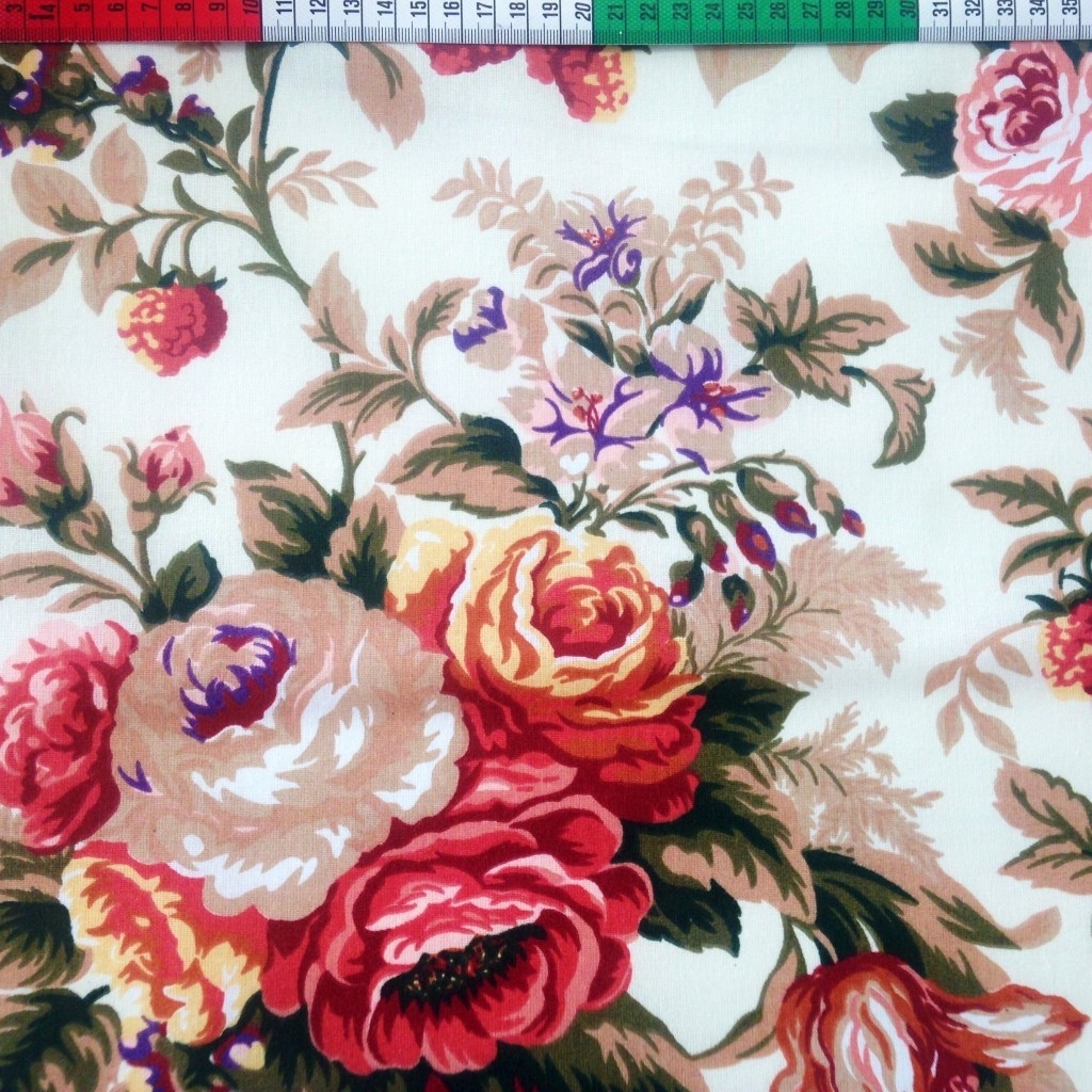 Tkanina Zasłonowa w róże angielskie Canvas