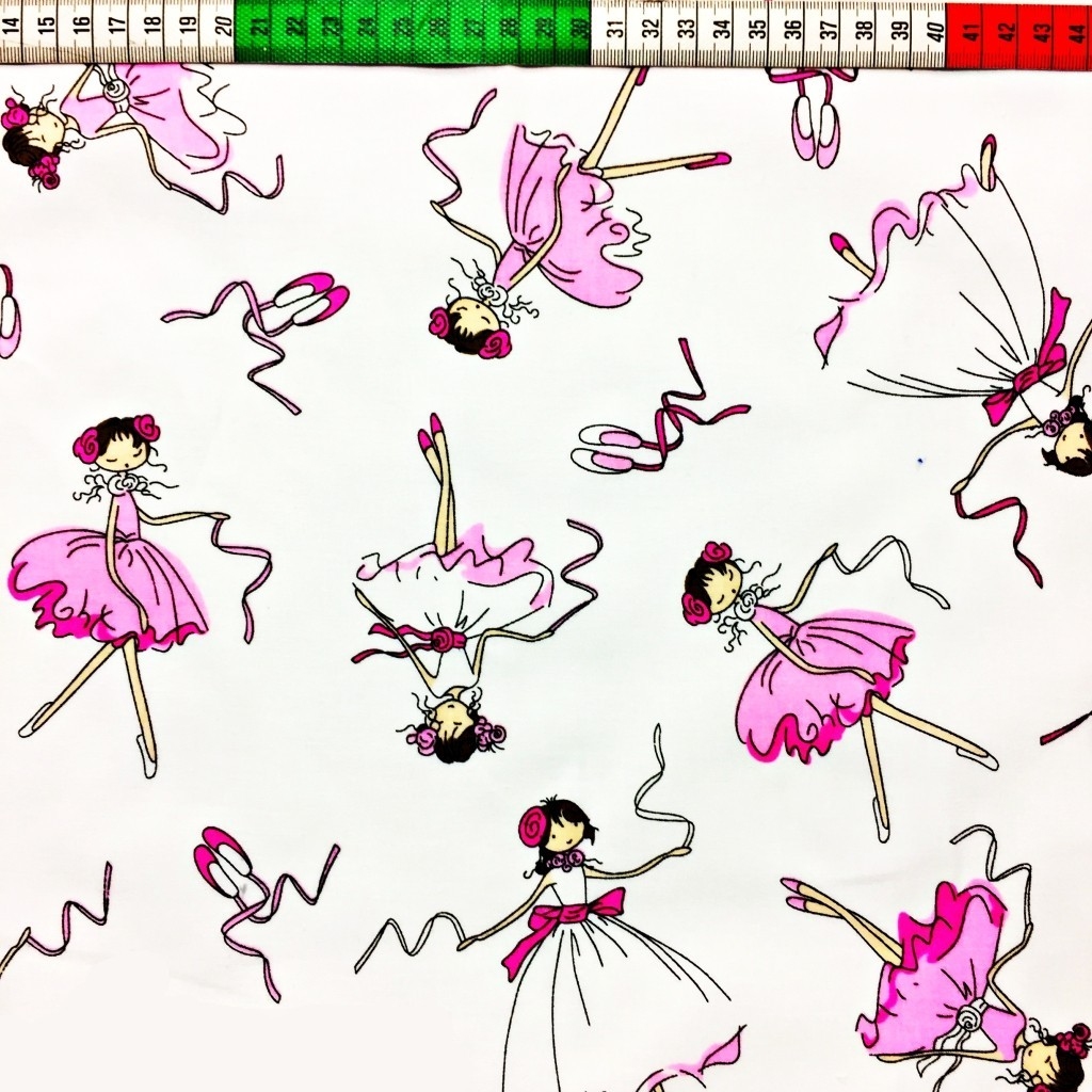 Tkanina w Baletnice różowe na białym tle