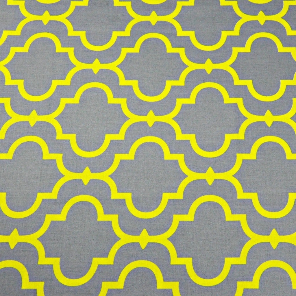 Tkanina Mozaika orientalna żółta na szarym tle