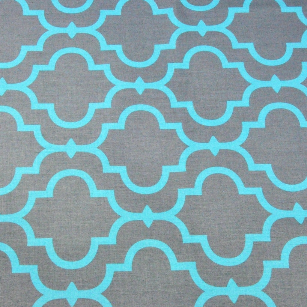 Tkanina Mozaika orientalna turkusowa na szarym tle