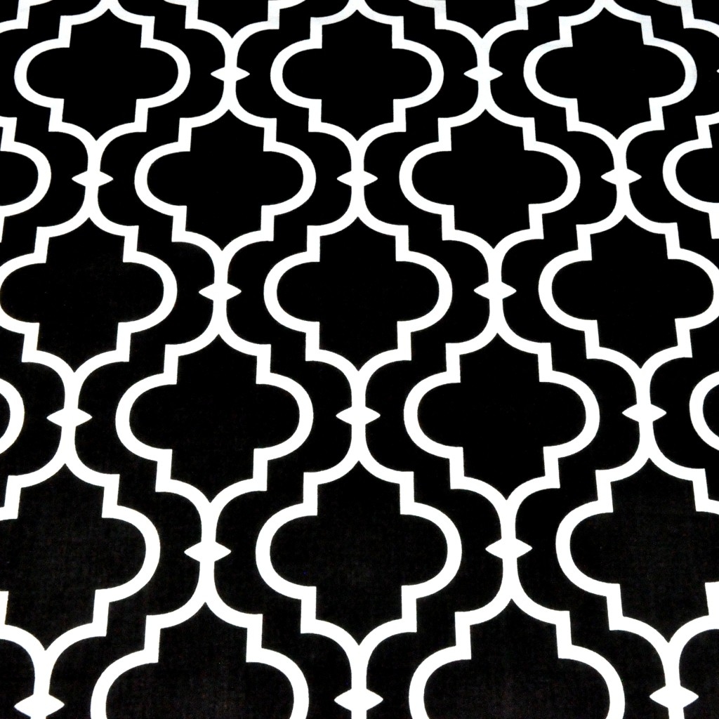 Tkanina Mozaika orientalna biała na czarnym tle