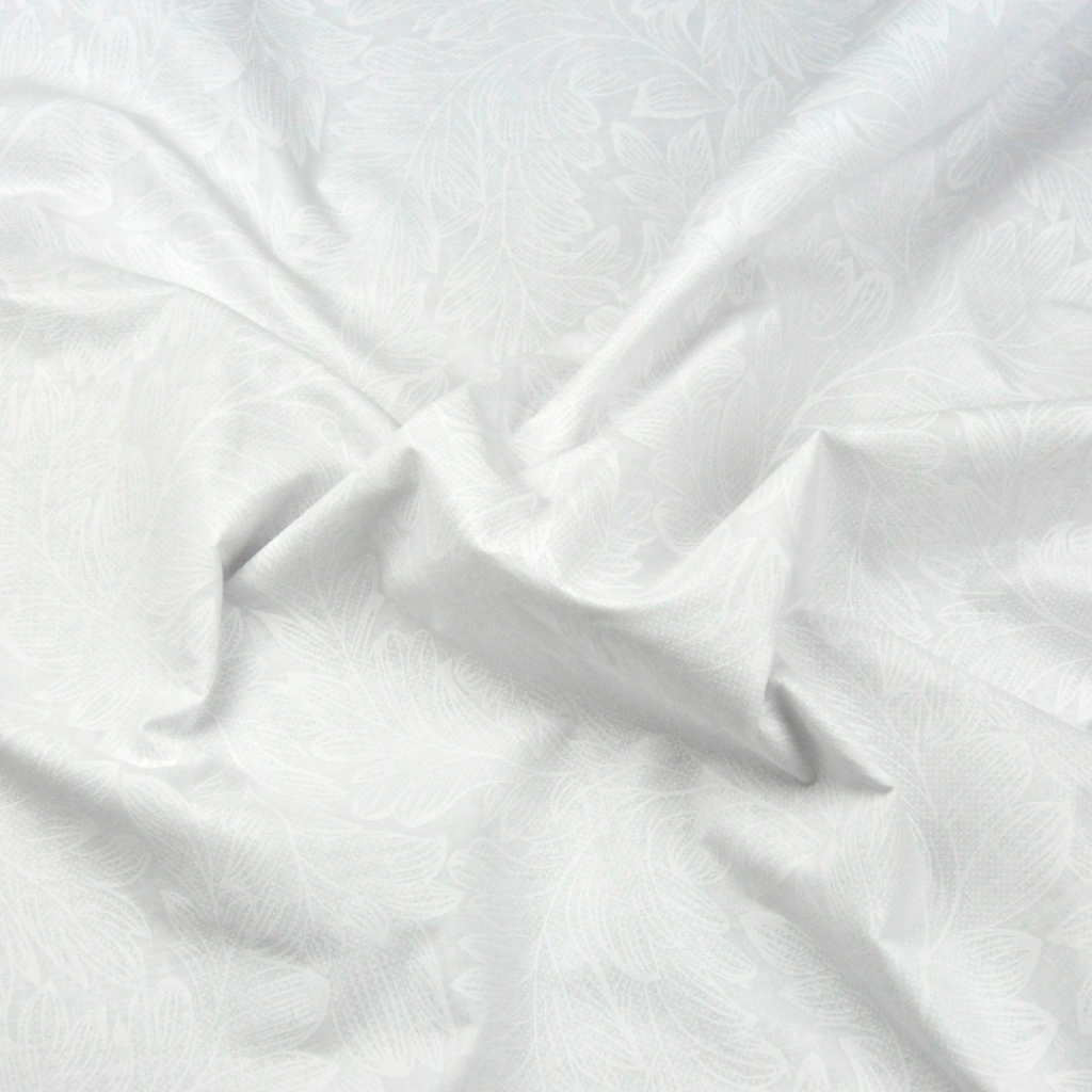 Tkanina liście drapane białe na białym tle