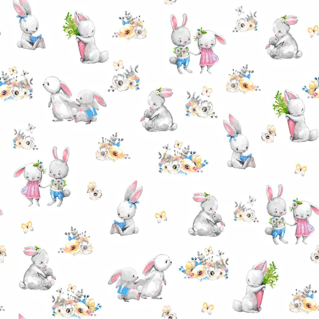Tkanina zakochane króliki na białym tle