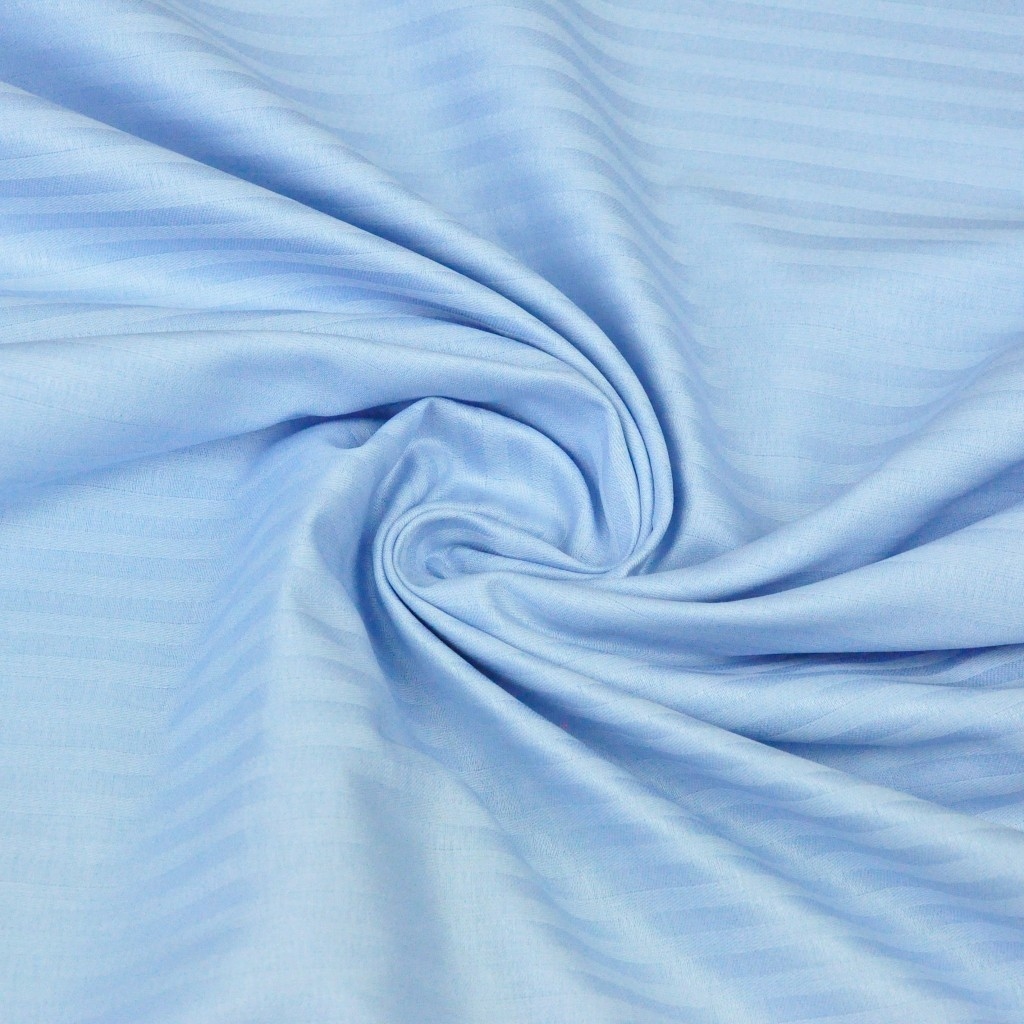 Adamaszek bawełniany jasny niebieski paski