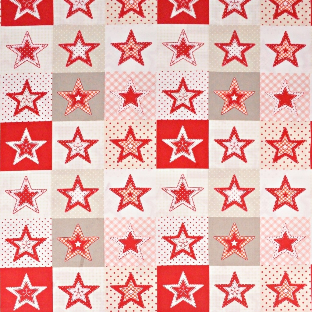 Wzór świąteczny patchwork gwiazdki czerwono białe