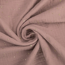 Imagén: Tkanina MuÅlin double gauze pastelowy rÃ³Å¼owy (Sephia rose) w kropki