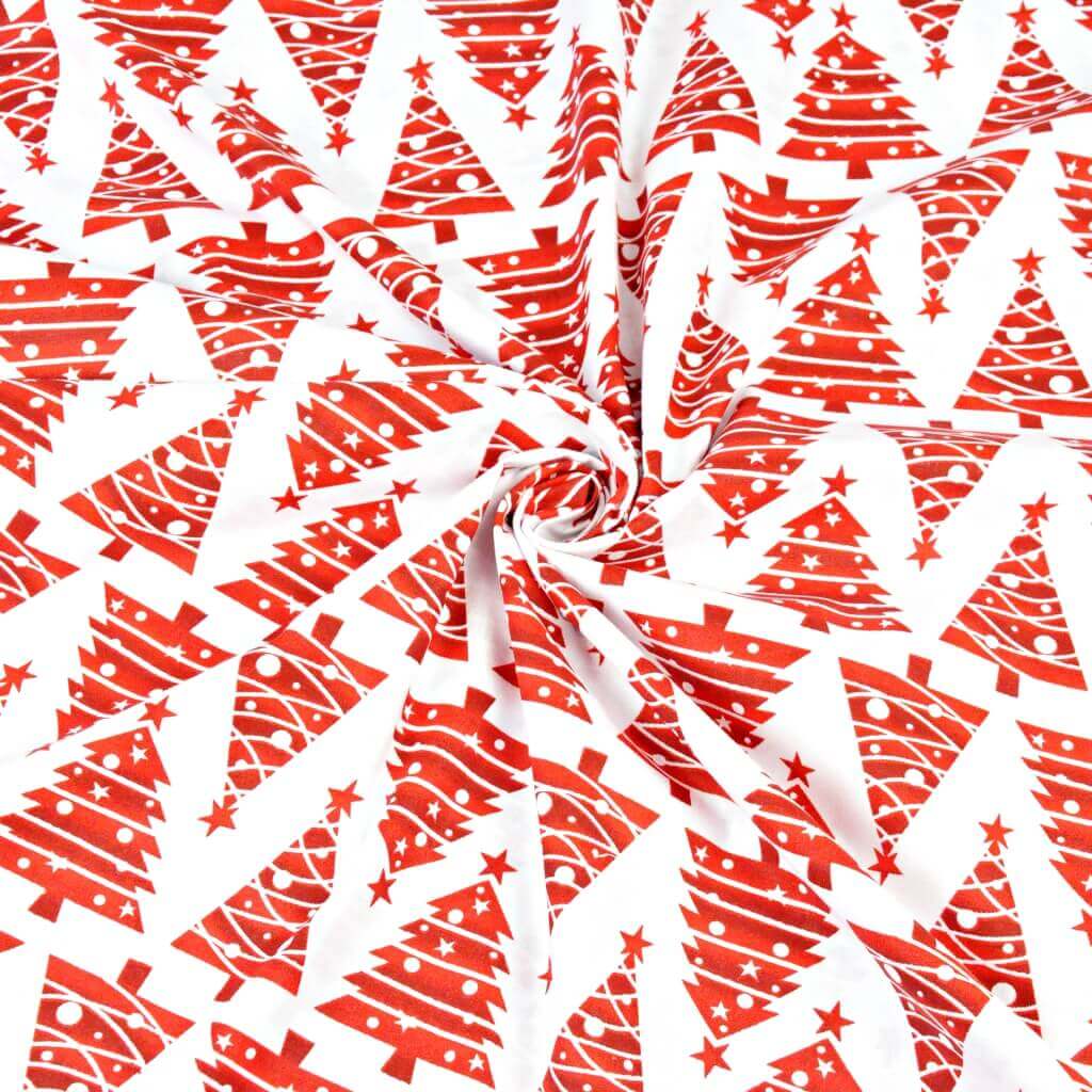 Wzór świąteczny choinki w rzędach czerwone na białym tle